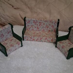 Sylvanian 1985 Floral Dollhouse Sofa Set